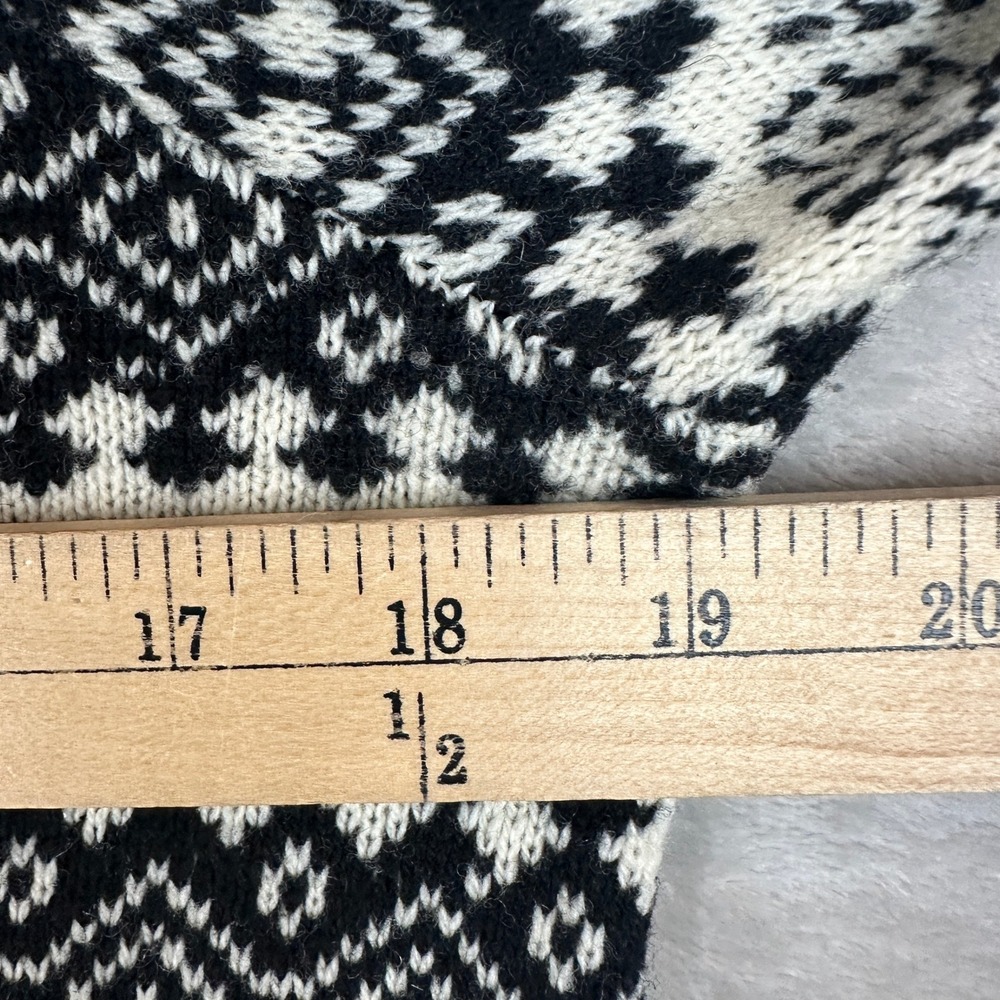 Madewell Merino Wool Fair Isle Striped Crewneck Sweater Black Cream B5340 Small - Picture 5 of 8